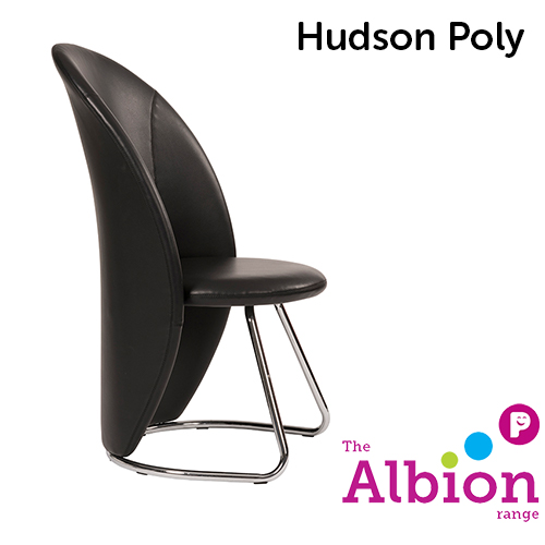 Hudson Tub Shaped Cantilever Chair in black vinyl