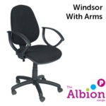 Windsor Highback Operator Chair + Arms. Charcoal fabric