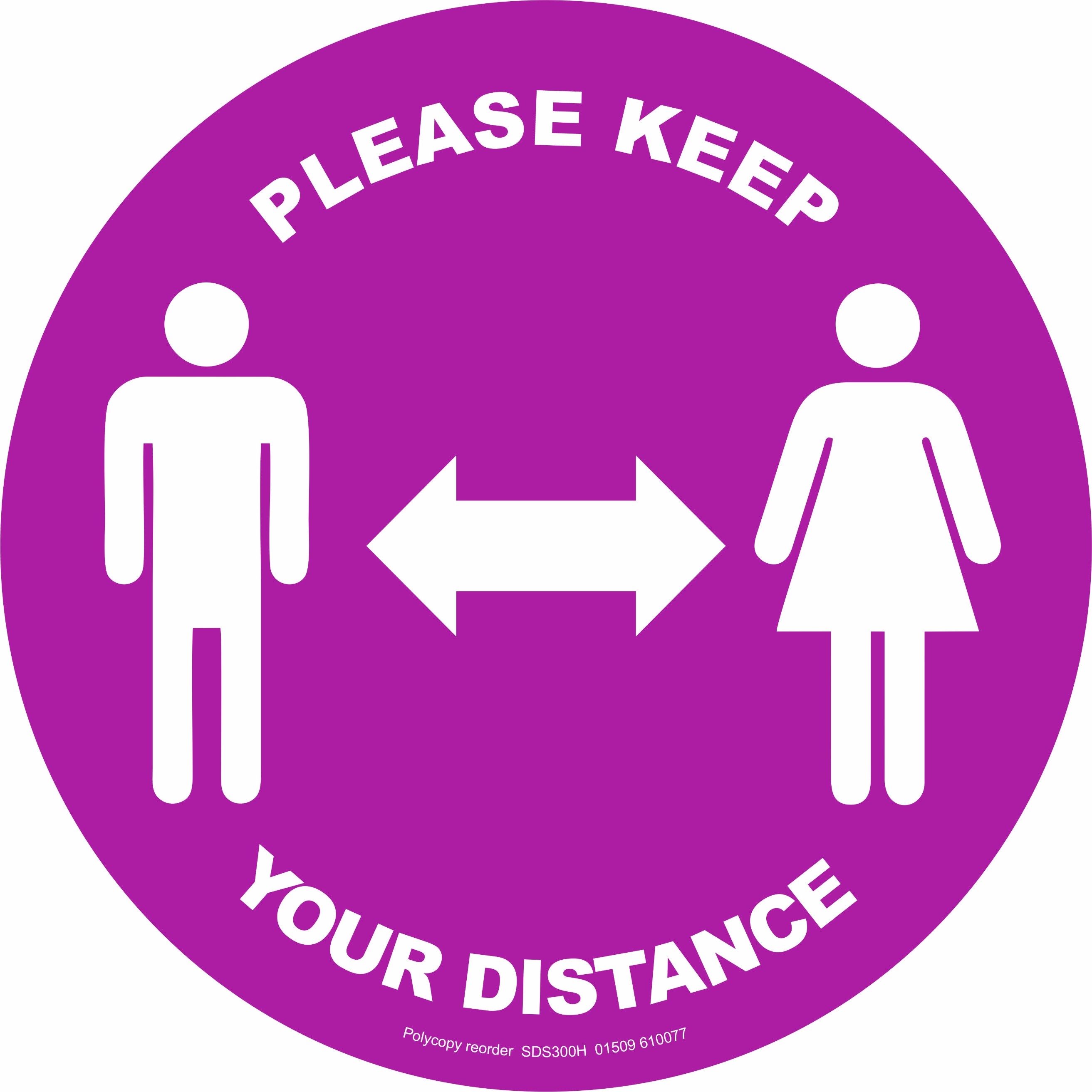 Social Distance 300mm Vinyl Floor Sticker  Purple