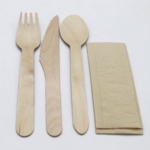 Bio Wooden Cutlery Set Inc; Fork, Knife, Spoon & Napkin