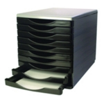 Q-Connect 10 Drawer Tower Blk Grey