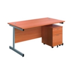 First Desk 3 Drw Ped 1600 Beech/Slv