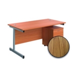 First Desk 3 Drw Ped 1600 N/Oak/Slv