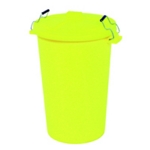Dustbin with Clip On Lid Yellow 90L