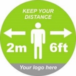 Social Distance 300mm Vinyl Floor Sticker Green Logo