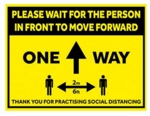 Social Distance Sign 300x400mm One Way