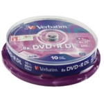 Verbatim DVD+R 8x Dbl Lyr Slvr Pk10