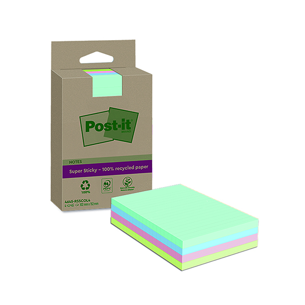 Post-it SS Recy Notes 102x152 Ast P4