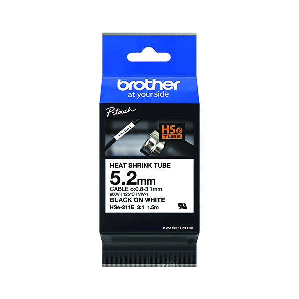 Brother HSe-211E 5.2mm Blk/Wht Tube