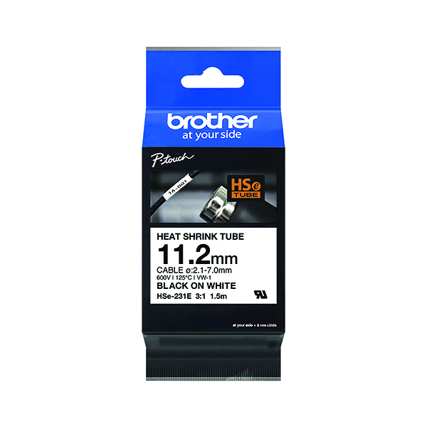 Brother HSe-231E 11.2mm Blk/Wht Tube