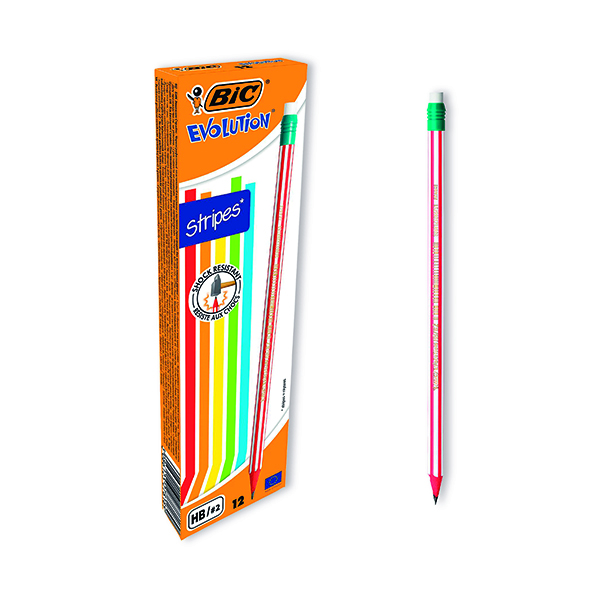 Bic Stripes HB Pencils Assorted Pk12