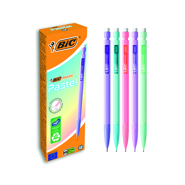 Bic Matic Mech Pencil 0.7 Pastl Pk12