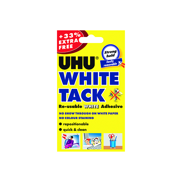 UHU White Tack 62g 33pc Ex Free Pk12
