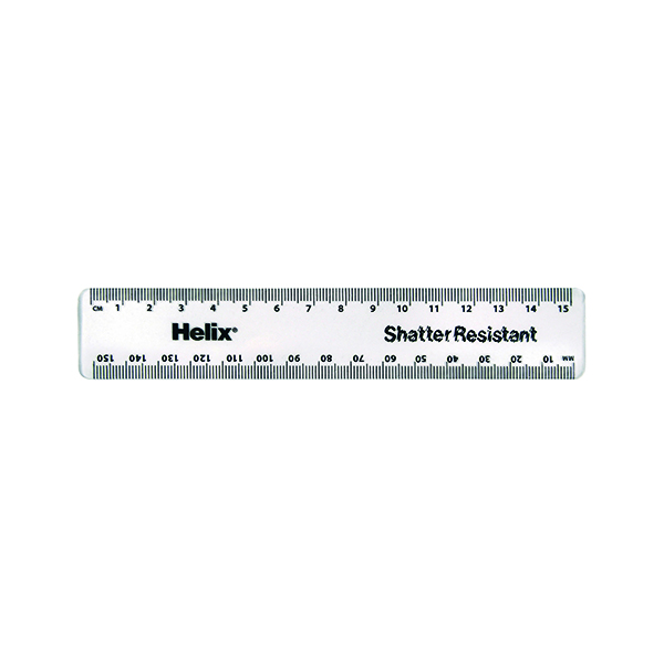 Helix Shatter Resist Ruler 15cm Pk50