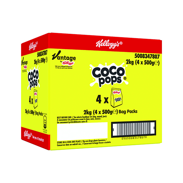 Kelloggs Coco Pops Bag 500g Pk4