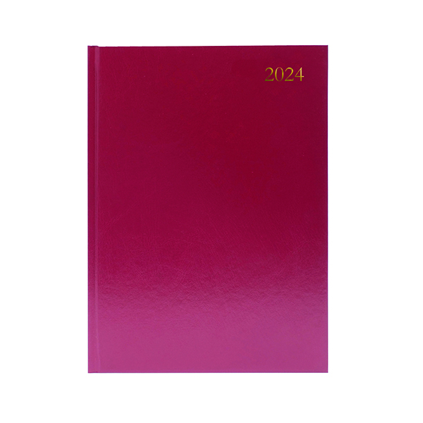 Desk Diary 2DPP A4 Burgundy 2024