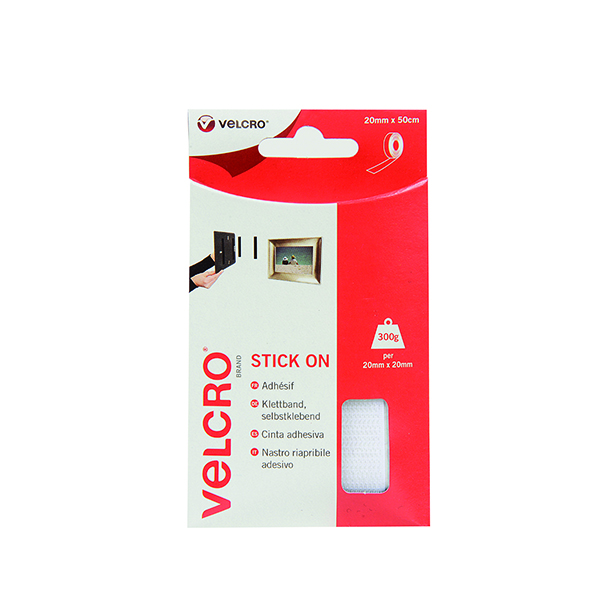 Velcro Stick On Tape 20mmx50cm White