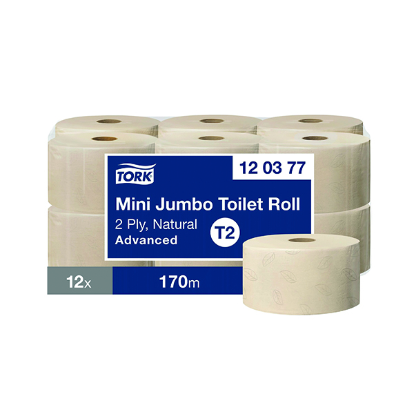 Tork Mini Jum 2ply Tlt Roll Nat Pk12