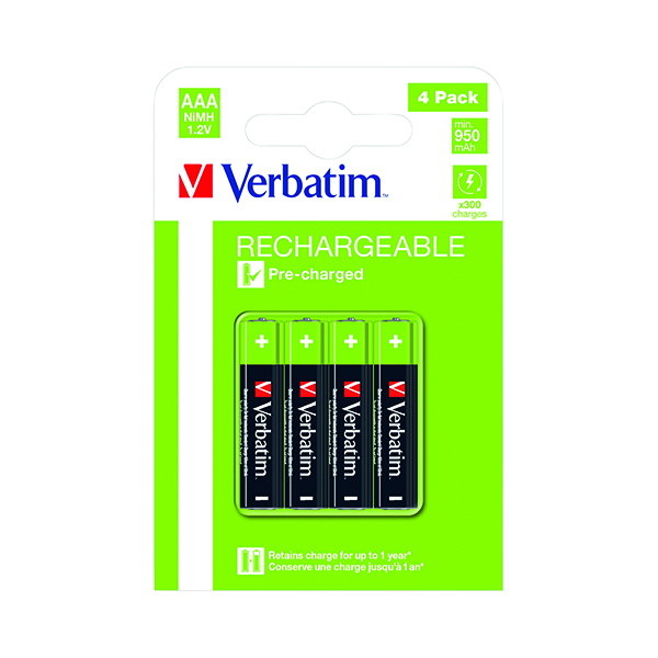 Verbatim AAA Rchb Batteries Pk4