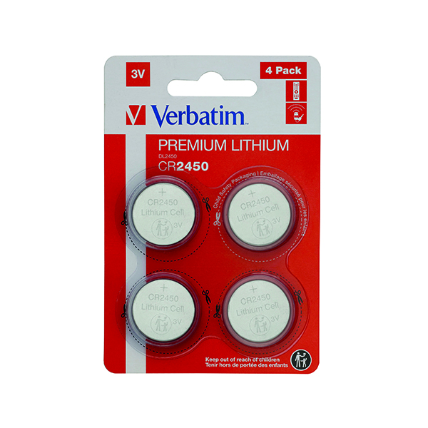 Verbatim CR2450 3V Lih Battery Pk4